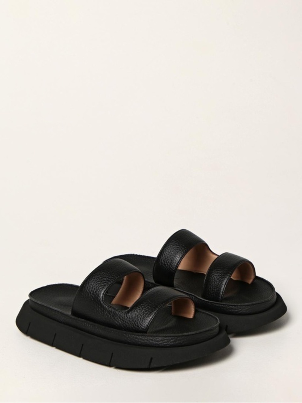 Marsèll Black Intagliato Scalzato chunky sandals dry milled leather 40mm 8 1/2